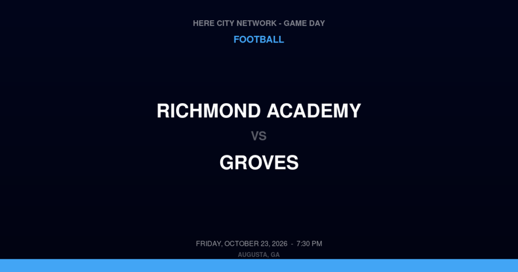 Richmond Academy vs. Groves — Football Game Day — Garden City, GA — Oct 23, 2026